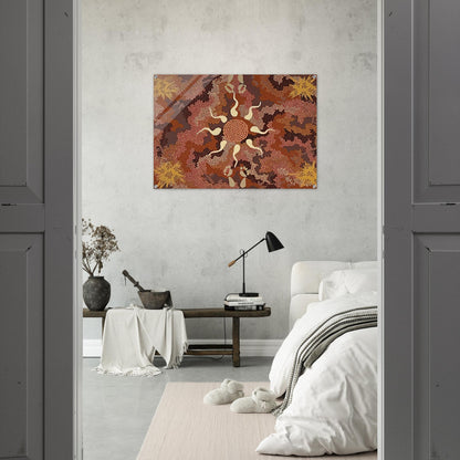 Bush Tucker and Kangaroo Dreaming at Mount Denison - 1993 - Clifford Possum Tjapaltjarri Acrylic Print - 70x100 cm / 28x40″ inches