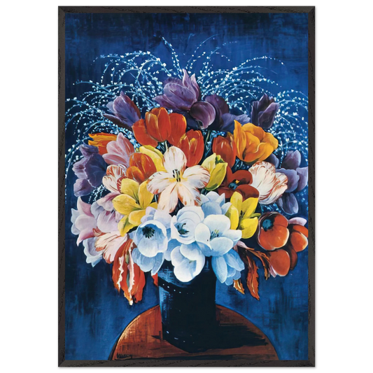 BOUQUET OF TULIPS - Moise Kisling 70x100 cm / 28x40 inches Framed Art Print – Black Wooden Frame