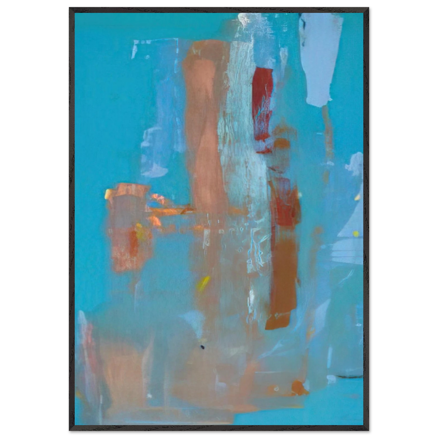 Helen Frankenthaler - In on Blue - 1976 Wall art - 45x60 cm / 18x24 inches - Premium Wooden Framed Poster With Fine Art Paper-canvas - Black frame