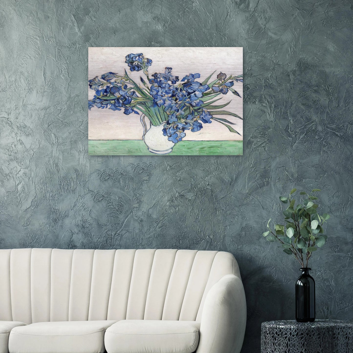 Vase with Irises - Vincent van Gogh Brushed Aluminum Print - 70x100 cm / 28x40 inches | Vincent van Gogh Aluminum Print | Vincent van Gogh Prints