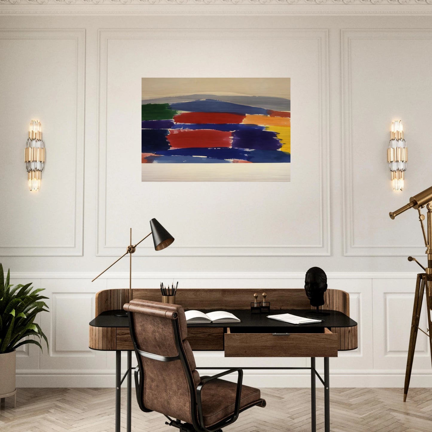 Village In The Moon - 1985 - Ronnie Landfield Brushed Aluminum Print - 70x100 cm / 28x40 inches | Ronnie Landfield Aluminum Print | Ronnie Landfield Prints