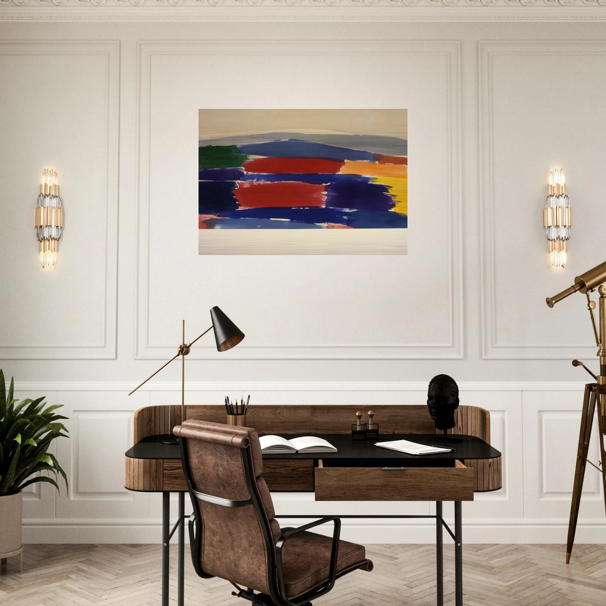 Village In The Moon - 1985 - Ronnie Landfield Brushed Aluminum Print - 70x100 cm / 28x40 inches | Ronnie Landfield Aluminum Print | Ronnie Landfield Prints