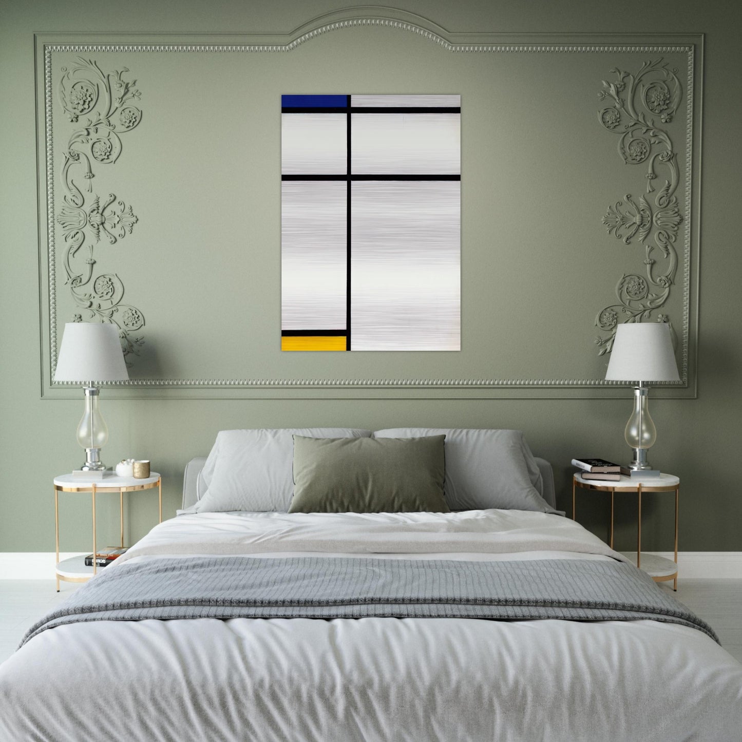 Composition III with Blue, Yellow and White - Piet Mondrian Brushed Aluminum Print - 70x100 cm / 28x40 inches | Piet Mondrian Aluminum Print | Piet Mondrian Prints