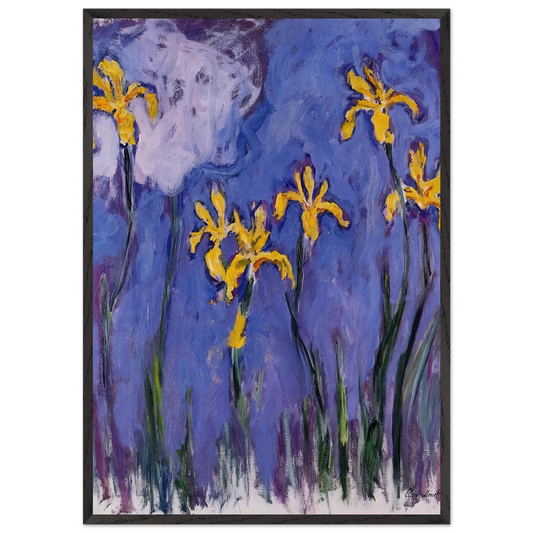 Yellow Irises with Pink Cloud - claude monet 70x100 cm / 28x40 inches Framed Art Print – Black Wooden Frame