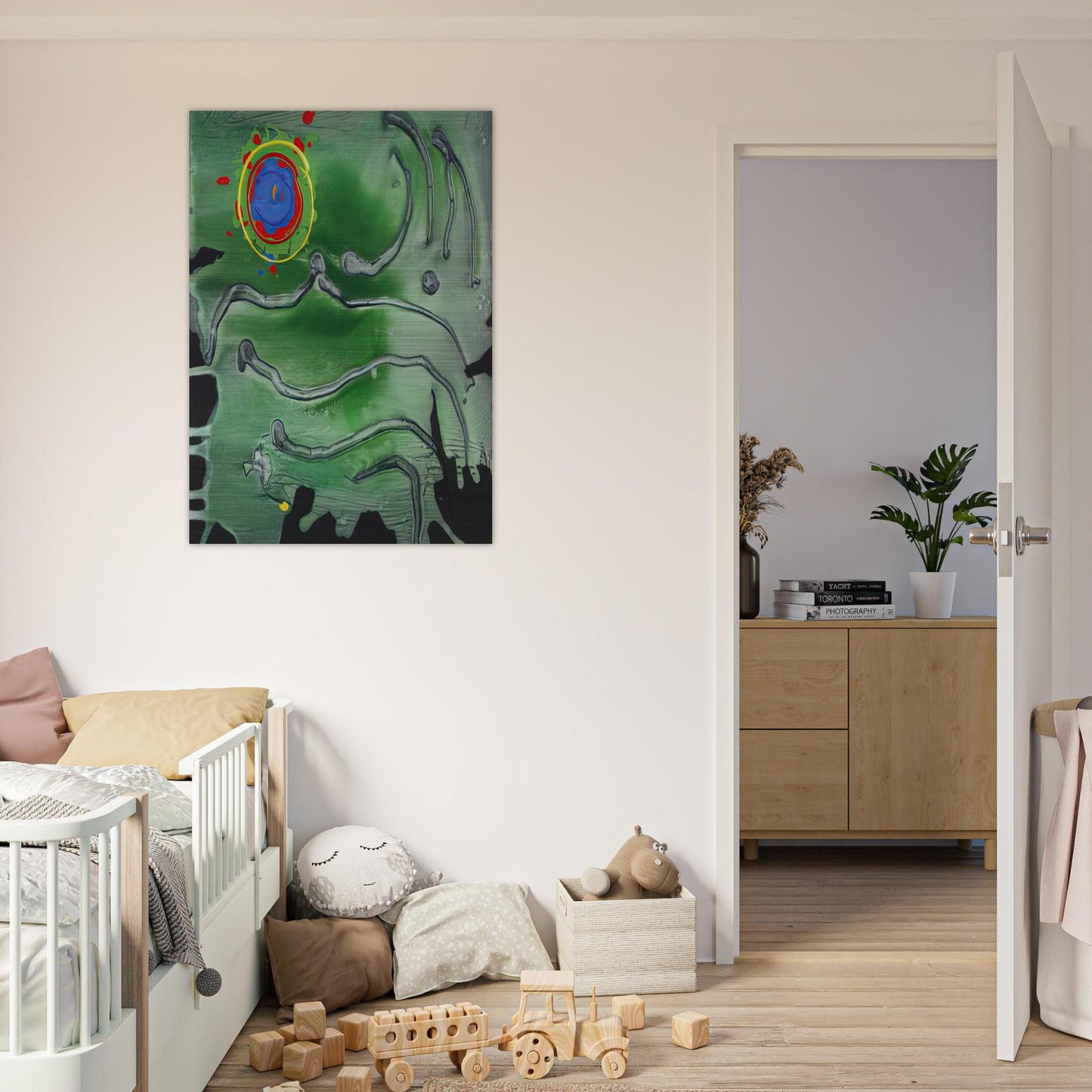 Green Sea Moon - 2006 - John Hoyland Brushed Aluminum Print - 70x100 cm / 28x40 inches | John Hoyland Aluminum Print | John Hoyland Prints
