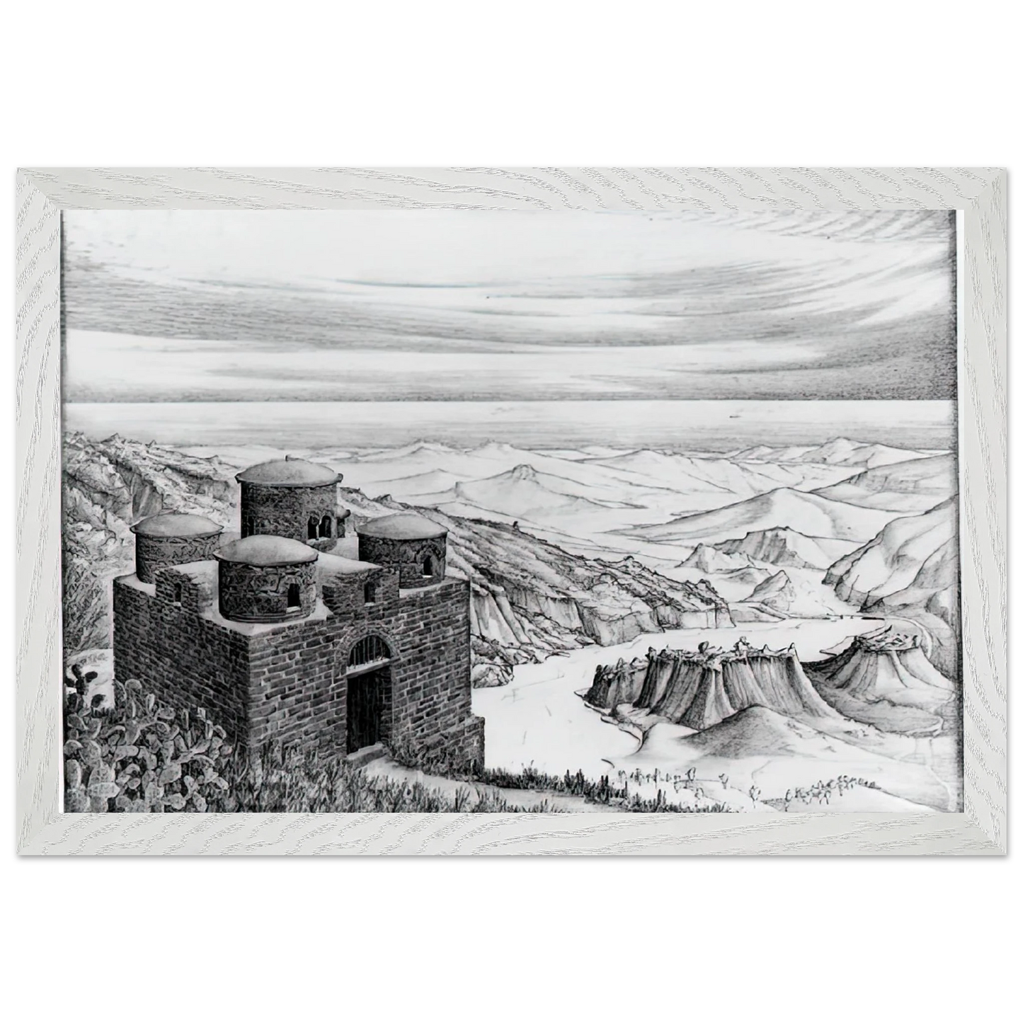 MC Escher - CATTOLICA OF STILO CALABRIA 1930 Wall Art - 60x80 cm / 24x32 inches - Premium Wooden Framed Poster With Fine Art Paper-canvas - White frame