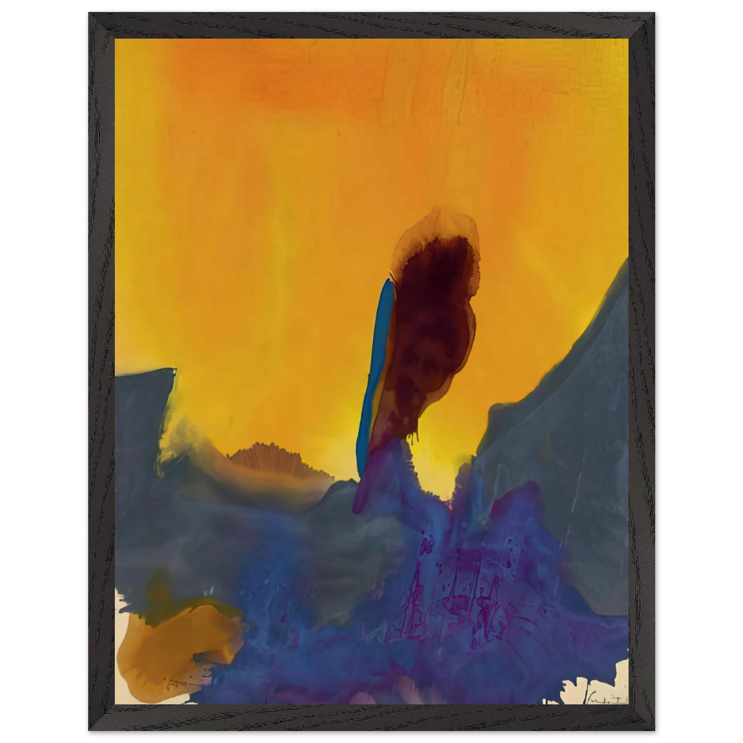 Helen Frankenthaler - Glow II - 1968 Wall art - 21x29.7 cm / 8x12" - Premium Wooden Framed Poster With Fine Art Paper-canvas - Wood frame