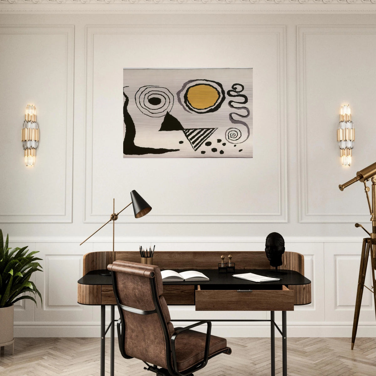 CERCLE JAUNE 1953 - Alexander Calder Brushed Aluminum Print - 70x100 cm / 28x40 inches | Alexander Calder Aluminum Print | Alexander Calder Prints