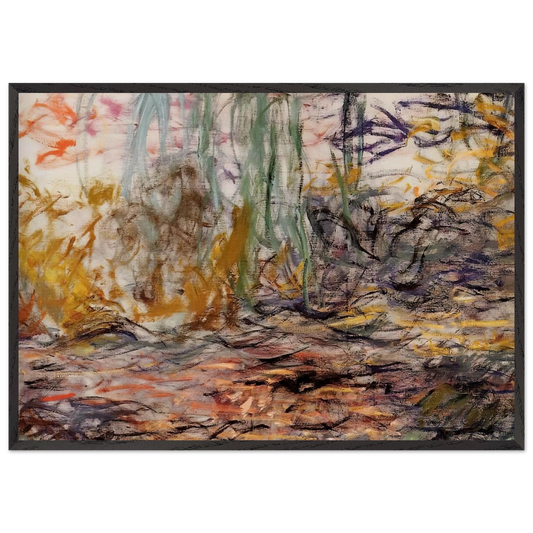 Water Lilies left half - claude monet 70x100 cm / 28x40 inches Framed Art Print – Black Wooden Frame