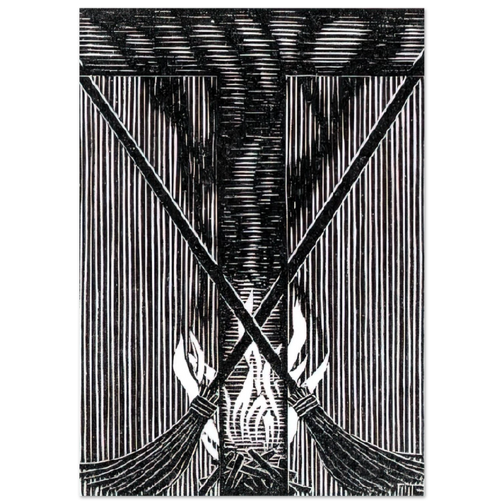 MC Escher - INITIAL T Wall Art - 60x80 cm / 24x32 inches - Premium Wooden Framed Poster With Fine Art Paper-canvas - Wood frame