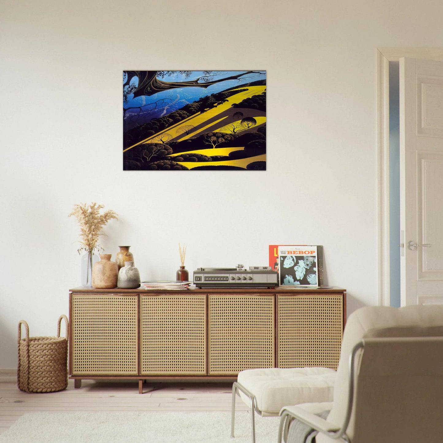 Gaviota Pass - Eyvind Earle Brushed Aluminum Print - 70x100 cm / 28x40 inches | Eyvind Earle Aluminum Print | Eyvind Earle Prints