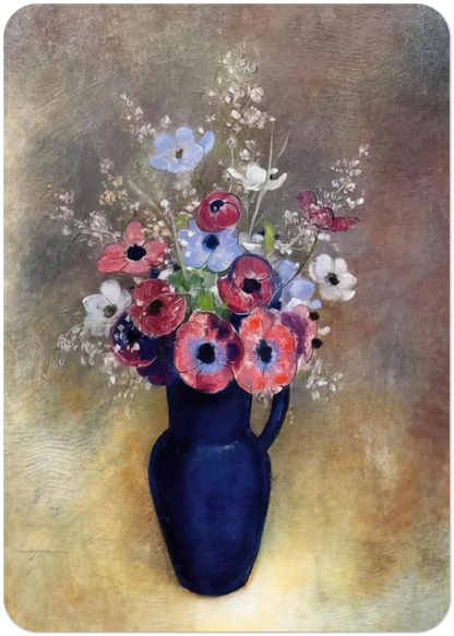 ANEMONES IN A JUG By Odilon Redon Pack of 10 Post Cards | Odilon Redon Post Cards | A6 (10.5 x 14.8 cm) - 4.1 x 5.8 inches