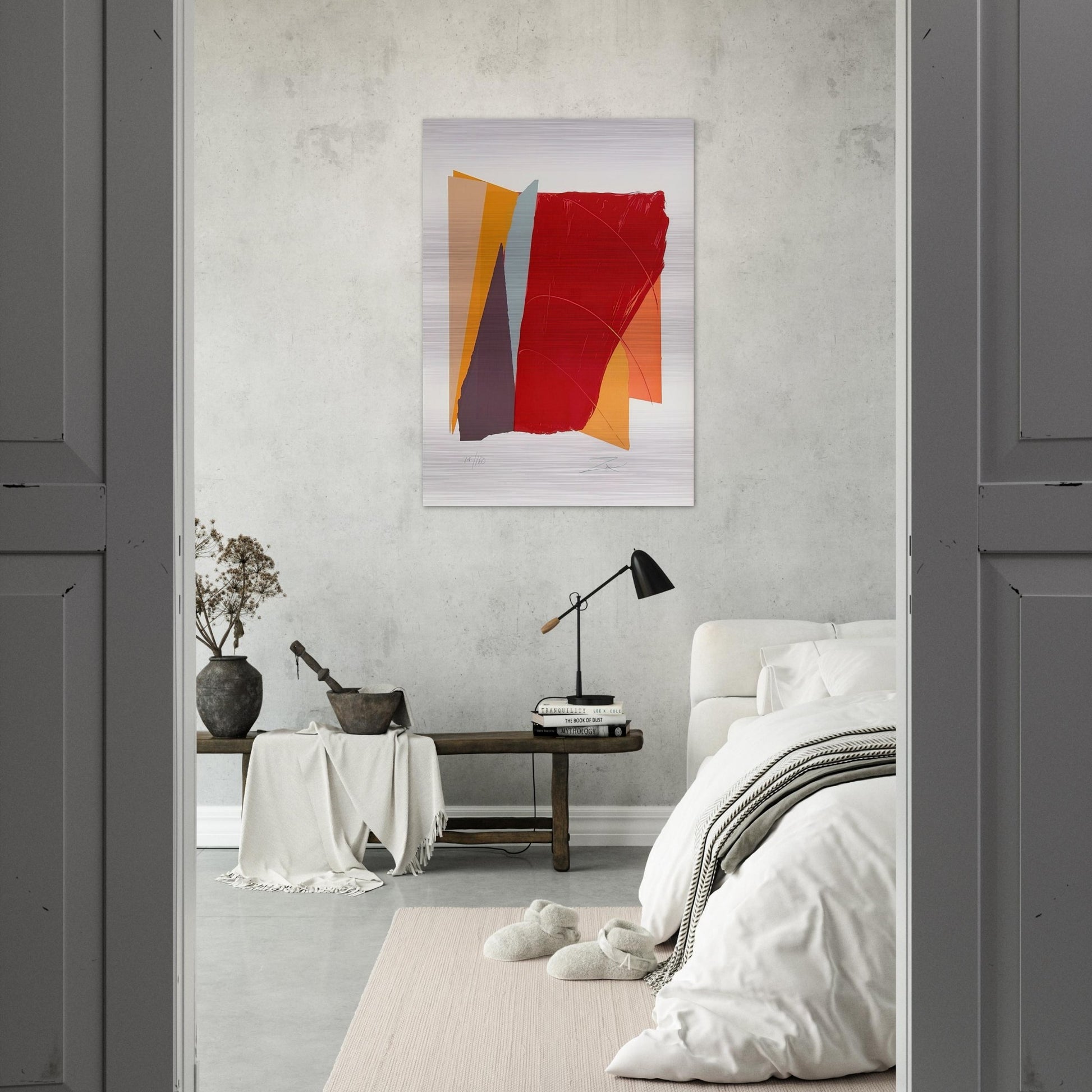 Red Line I - 1979 - Larry Zox Brushed Aluminum Print - 70x100 cm / 28x40 inches | Larry Zox Aluminum Print | Larry Zox Prints
