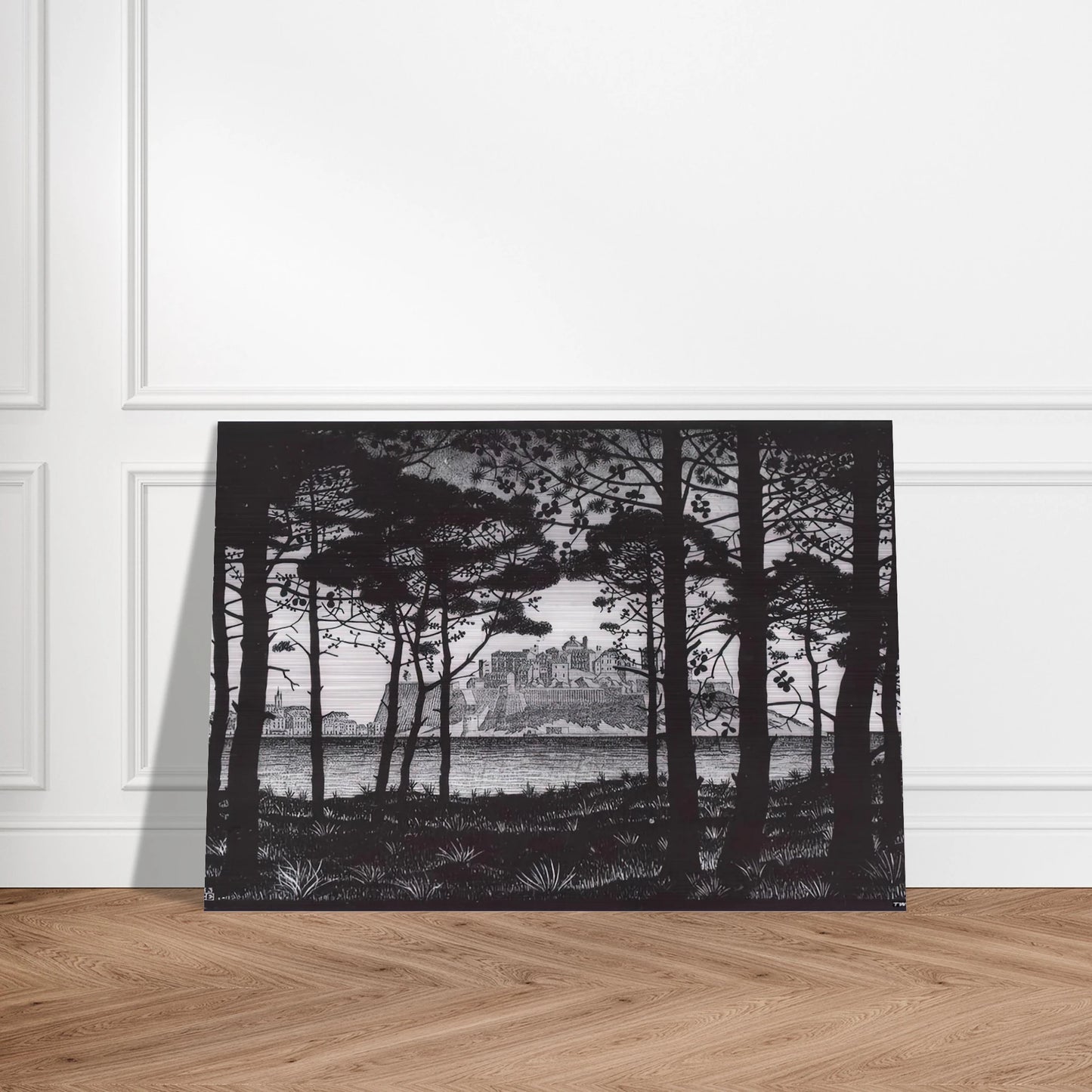 PINETA OF CALVI CORSICA - MC Escher Brushed Aluminum Print - 70x100 cm / 28x40 inches | MC Escher Aluminum Print | MC Escher Prints