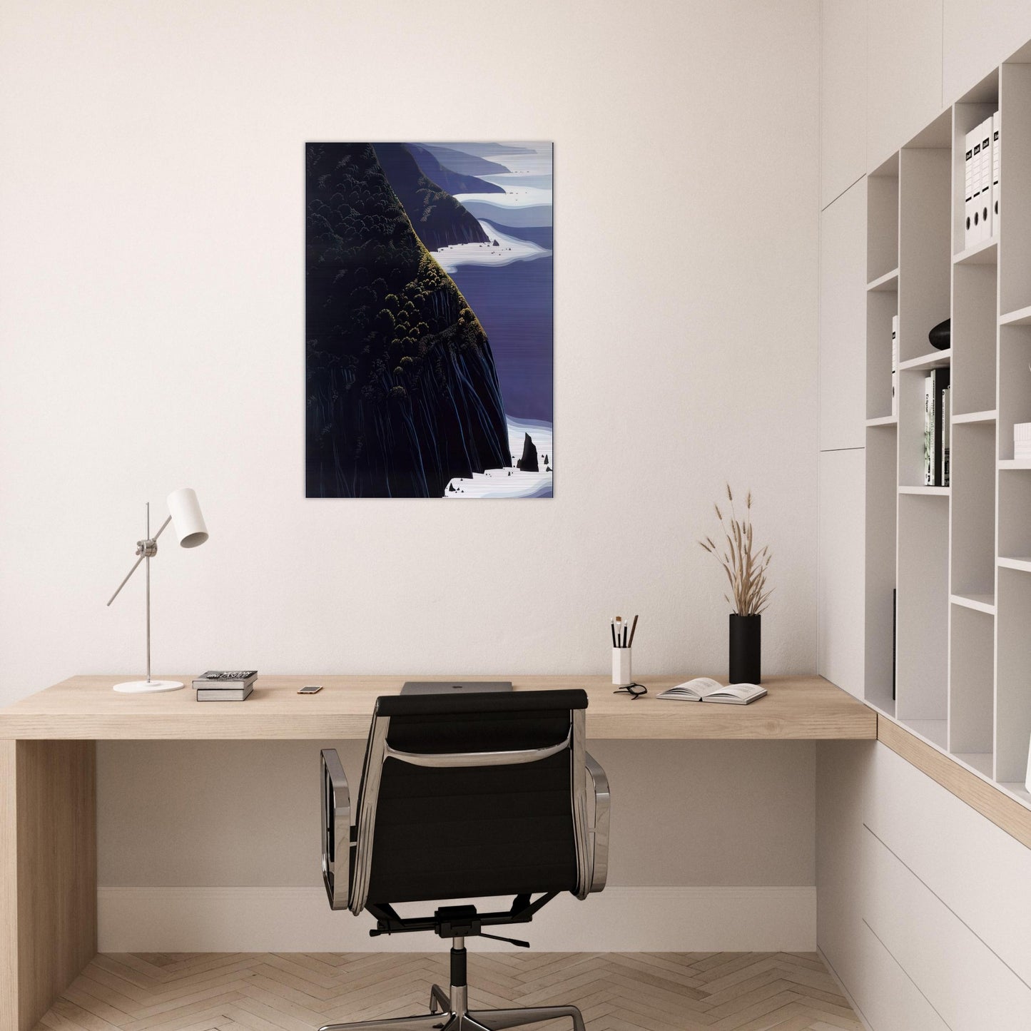 Gray Big Sur - Eyvind Earle Brushed Aluminum Print - 70x100 cm / 28x40 inches | Eyvind Earle Aluminum Print | Eyvind Earle Prints