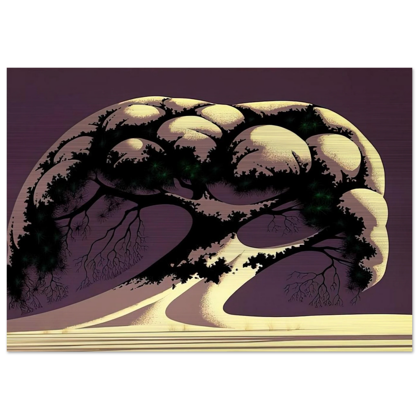 Snow Tree - Eyvind Earle Brushed Aluminum Print - 70x100 cm / 28x40 inches | Eyvind Earle Aluminum Print | Eyvind Earle Prints