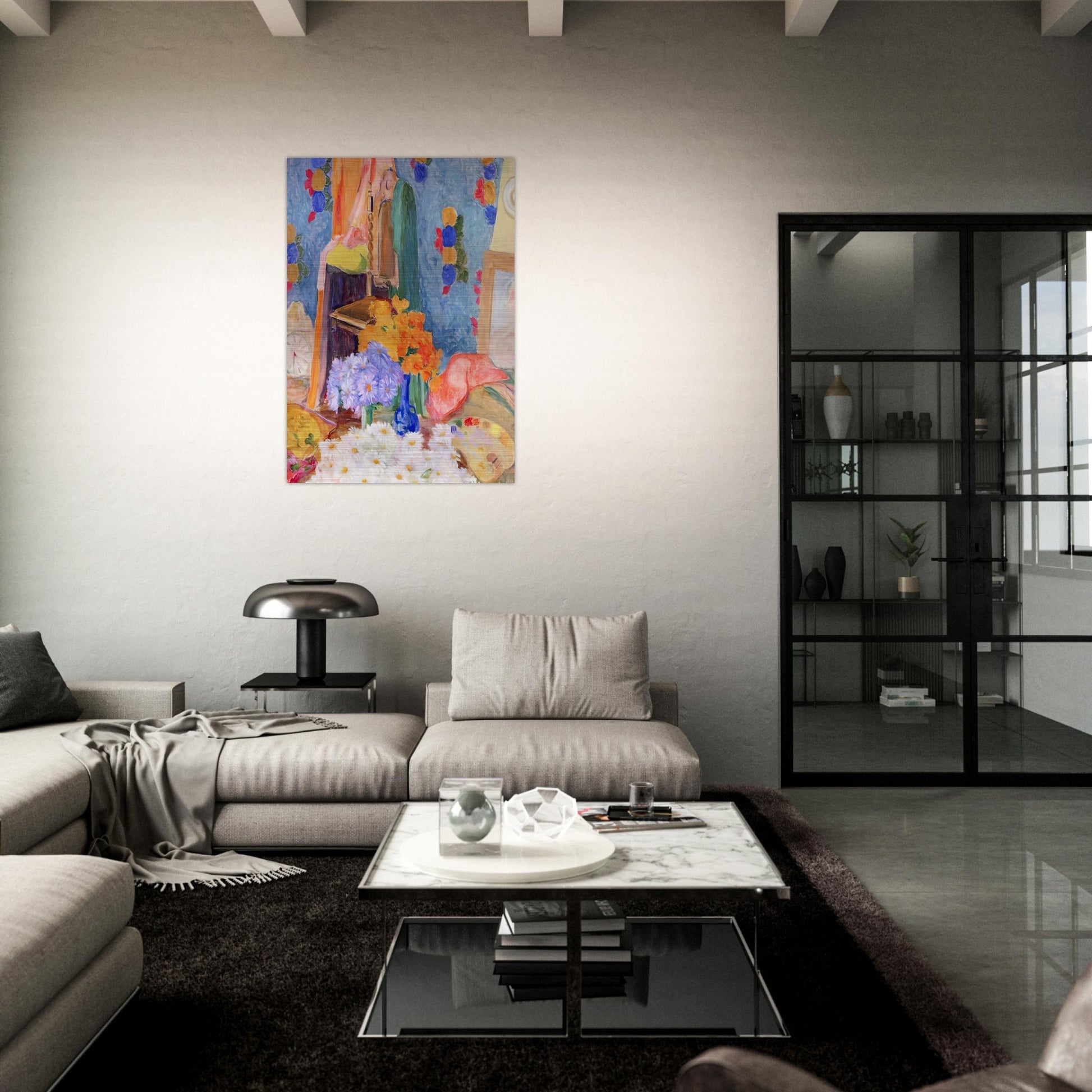Mario De Andrade's Daisies - Tarsila do Amaral Brushed Aluminum Print - 70x100 cm / 28x40 inches | Tarsila do Amaral Aluminum Print | Tarsila do Amaral Prints