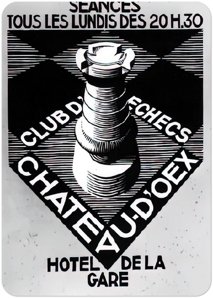 ADVERTISEMENT CHESS CLUB CHATEAU DOEX JULY 1936 1936 By MC Escher Pack of 10 Post Cards | MC Escher Post Cards | A6 (10.5 x 14.8 cm) - 4.1 x 5.8 inches