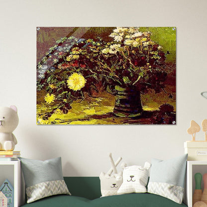 Vase with Daisies - Vincent van Gogh Acrylic Print - 70x100 cm / 28x40″ inches | Vincent van Gogh Wall Art | Vincent van Gogh Prints