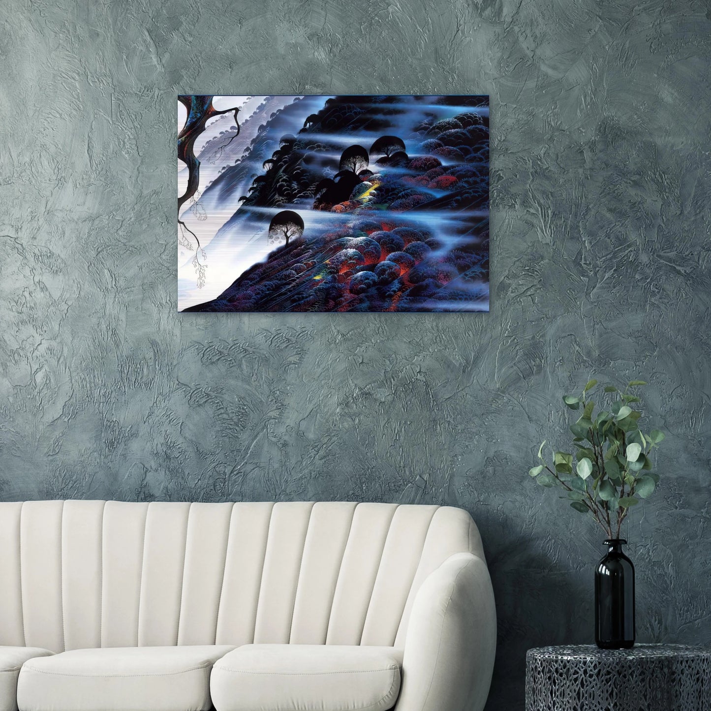 Blue Light - Eyvind Earle Brushed Aluminum Print - 70x100 cm / 28x40 inches | Eyvind Earle Aluminum Print | Eyvind Earle Prints