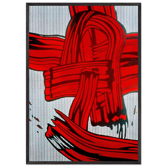 RED PAINTING BRUSHSTROKE 1965 - Roy Lichtenstein 70x100 cm / 28x40 inches Framed Art Print – Black Wooden Frame