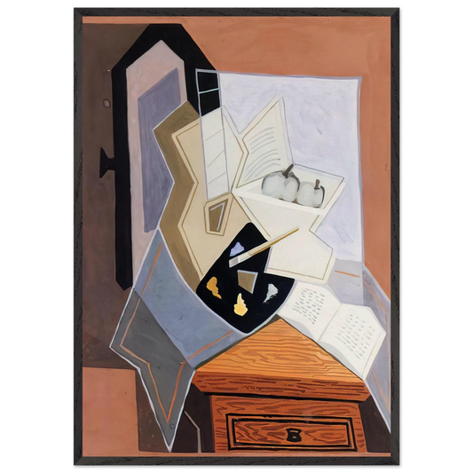 STILL LIFE AT THE OPEN WINDOWQ 1925 - Juan Gris 70x100 cm / 28x40 inches Framed Art Print – Black Wooden Frame