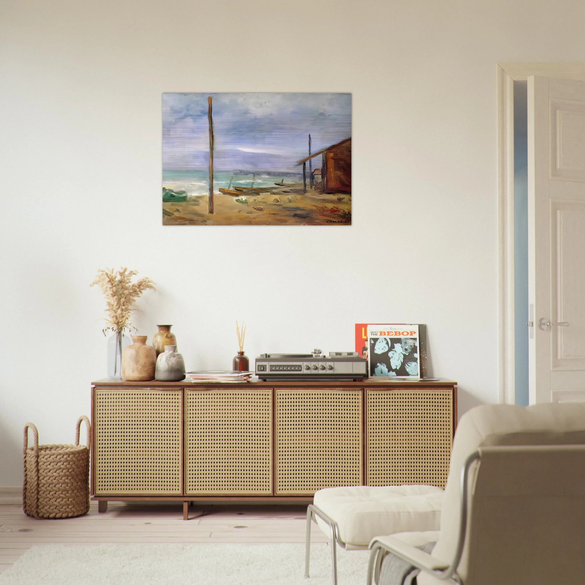 PIOGGIA AL MARE 1929 - Carlo Carra Brushed Aluminum Print - 70x100 cm / 28x40 inches | Carlo Carra Aluminum Print | Carlo Carra Prints