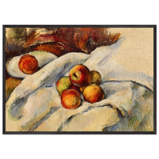 Apples on a Sheet - Paul Cezanne 70x100 cm / 28x40 inches Framed Art Print – Black Wooden Frame