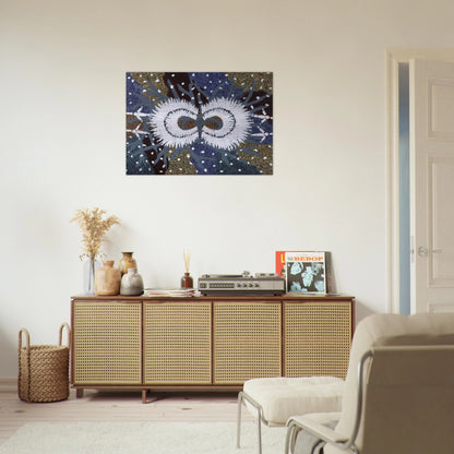 Eagle Dreaming - 1999 - Clifford Possum Tjapaltjarri Brushed Aluminum Print - 70x100 cm / 28x40 inches | Clifford Possum Tjapaltjarri Aluminum Print | Clifford Possum Tjapaltjarri Prints