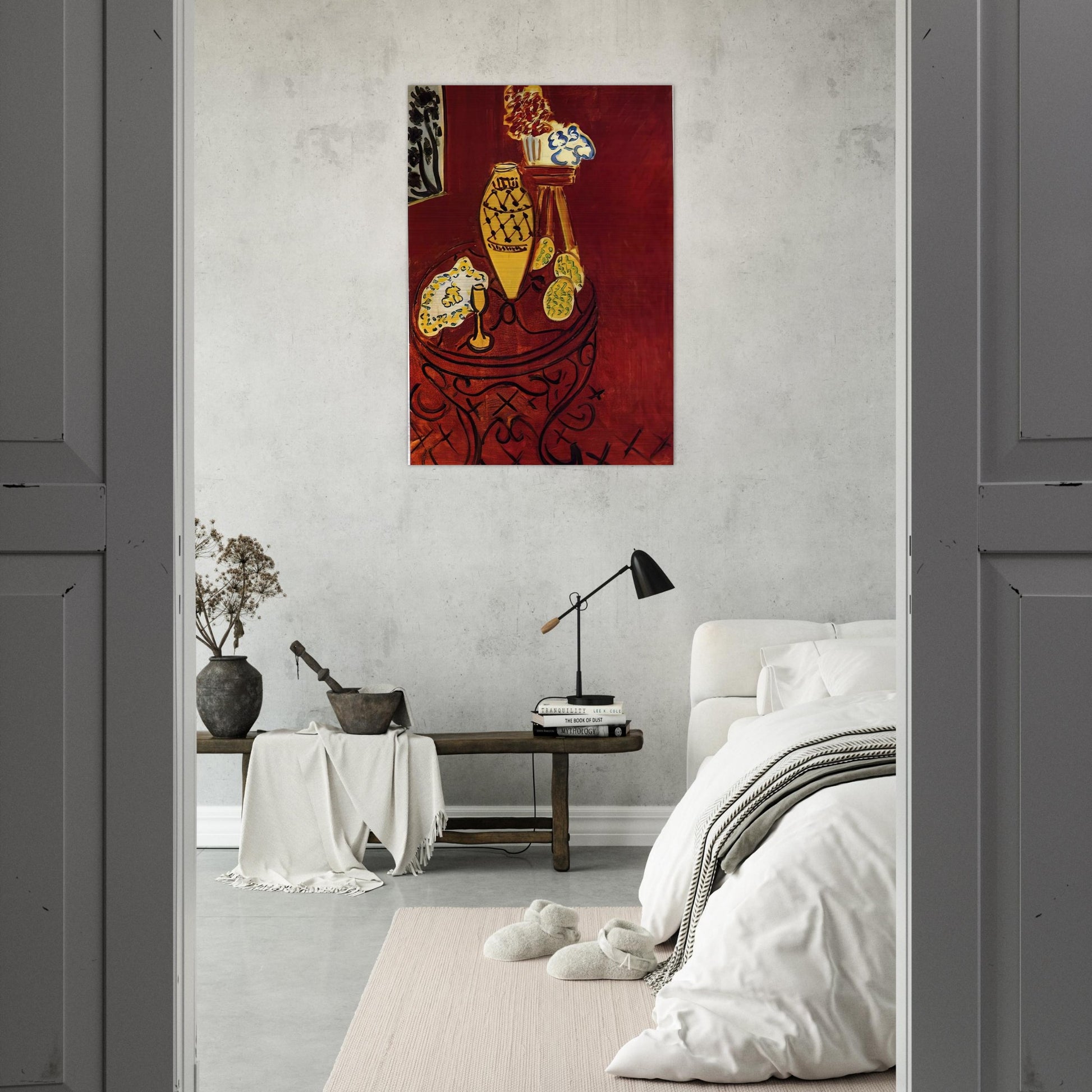 INTERIOR IN VENETIAN RED 1946 - Henri Matisse Brushed Aluminum Print - 70x100 cm / 28x40 inches | Henri Matisse Aluminum Print | Henri Matisse Prints
