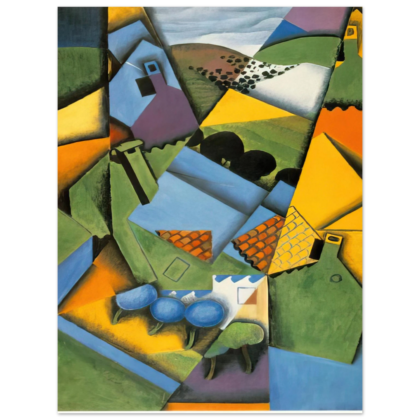 Juan Gris - LANDSCAPE WITH HOUSE AT CERET 1913  75x100 cm / 30x40inches Fine Art Poster