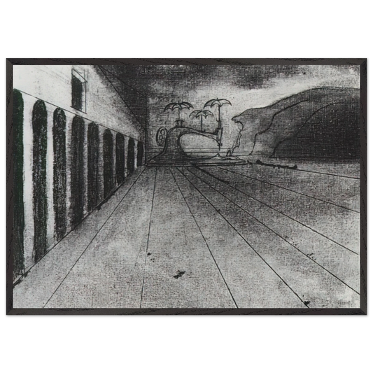 LANDSCAPE AFTER DE CHIRICO UNFINISHED - Salvador Dali 70x100 cm / 28x40 inches Framed Art Print – Black Wooden Frame