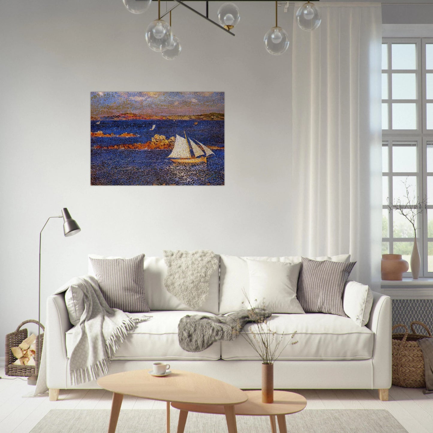 NEAR THE ROCKS OF PER KIRIDEC 1889 - Theo van Rysselberghe Brushed Aluminum Print - 70x100 cm / 28x40 inches | Theo van Rysselberghe Aluminum Print | Theo van Rysselberghe Prints