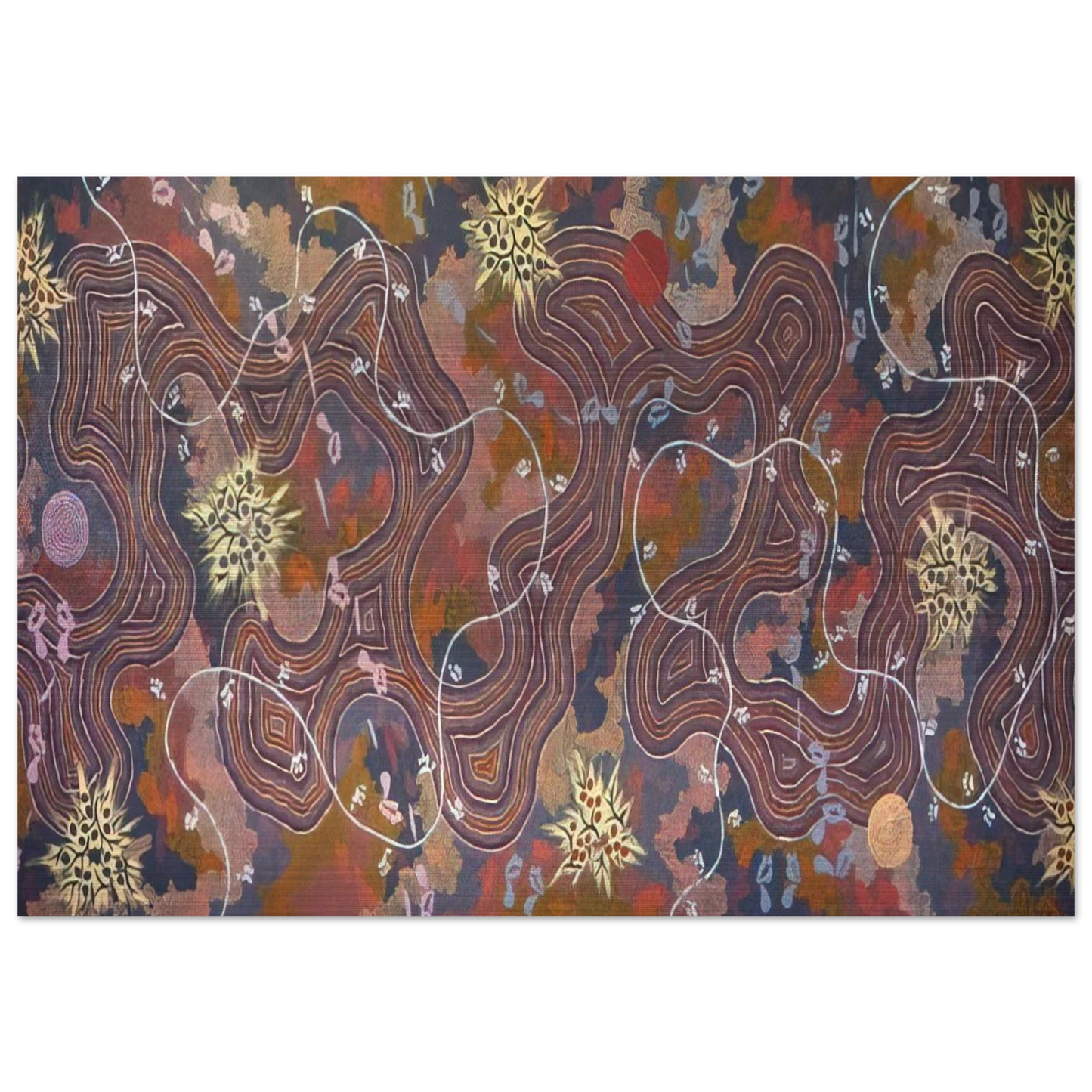 Possum Dreaming - 1994 - Clifford Possum Tjapaltjarri Brushed Aluminum Print - 70x100 cm / 28x40 inches | Clifford Possum Tjapaltjarri Aluminum Print | Clifford Possum Tjapaltjarri Prints