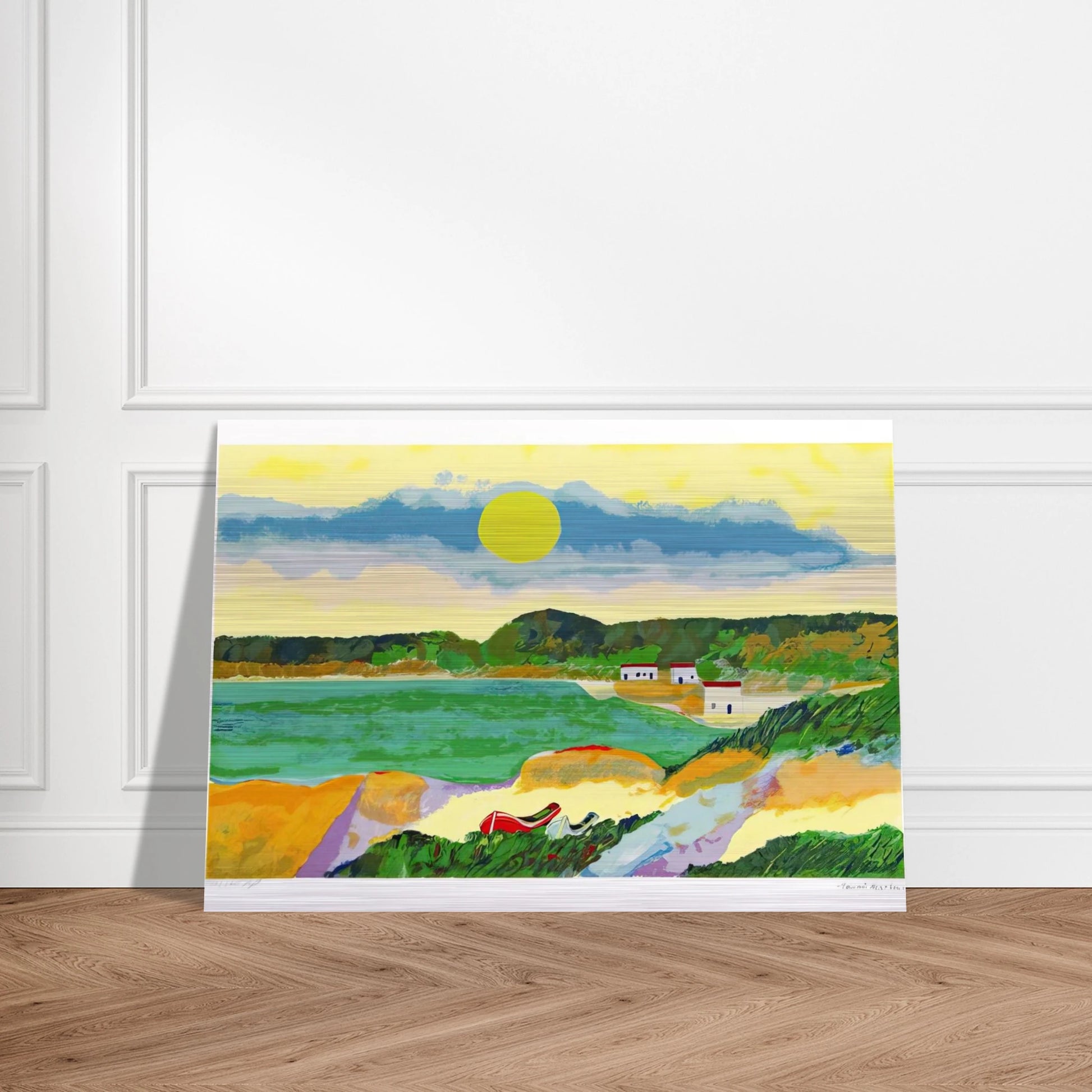 Marinha Com Casas - Post-Impressionism - Aldemir Martins Brushed Aluminum Print - 70x100 cm / 28x40 inches | Aldemir Martins Aluminum Print | Aldemir Martins Prints