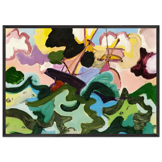 En fuite - Fauvism Tachisme - Charles Lapicque 70x100 cm / 28x40 inches Framed Art Print – Black Wooden Frame
