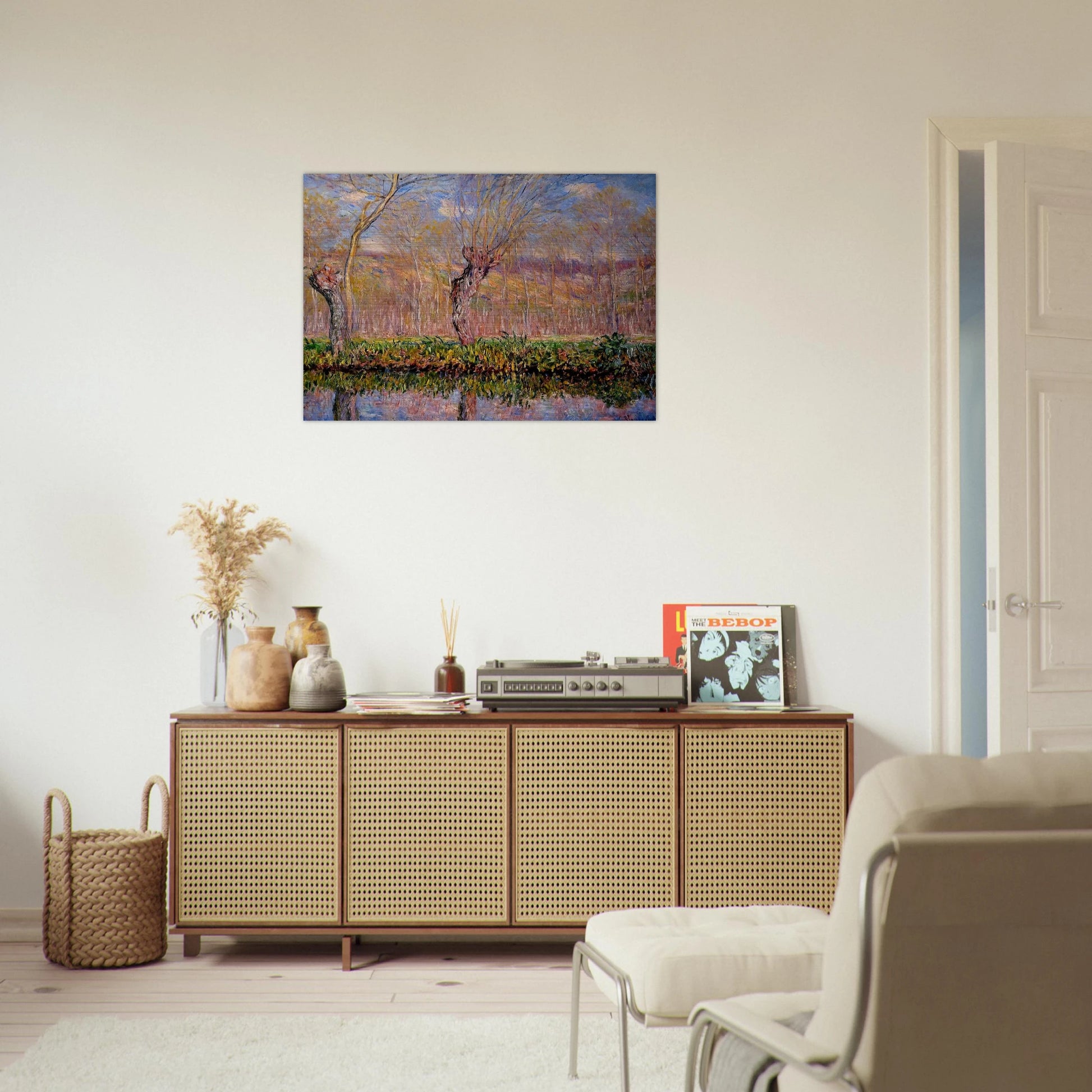 The Banks of the River Epte in Springtime - claude monet Brushed Aluminum Print - 70x100 cm / 28x40 inches | claude monet Aluminum Print | claude monet Prints