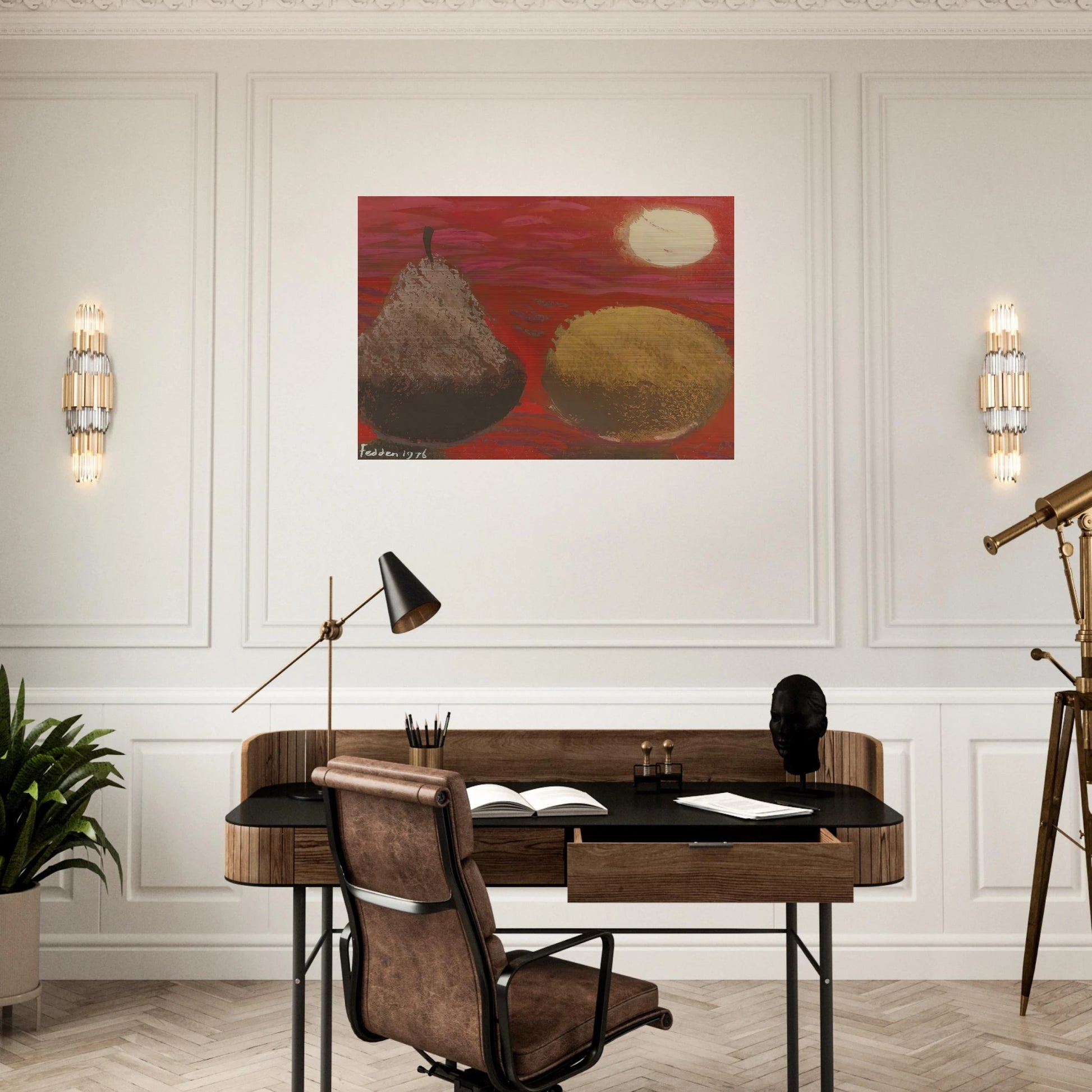 Still Life on Red - 1976 - Mary Fedden Brushed Aluminum Print - 70x100 cm / 28x40 inches | Mary Fedden Aluminum Print | Mary Fedden Prints