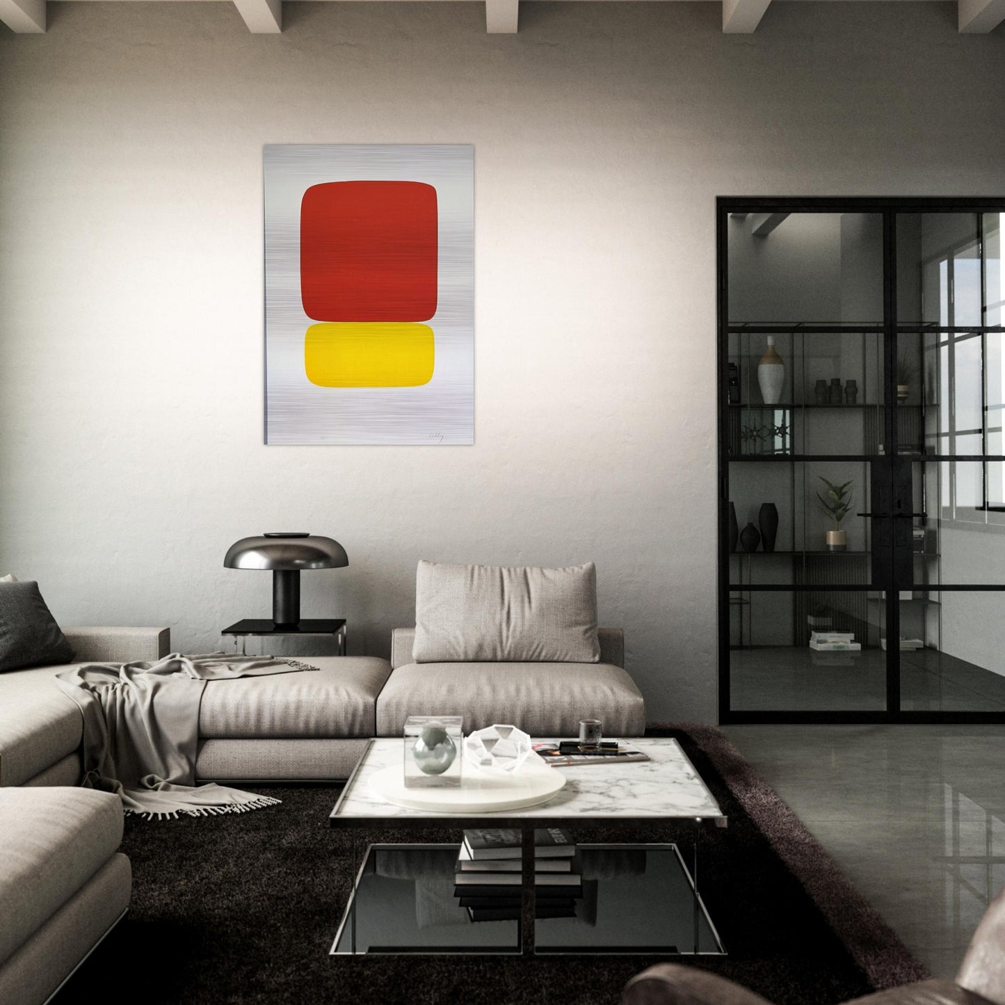 Red over Yellow from Suite of Twenty-Seven Color Lithographs - Ellsworth Kelly Brushed Aluminum Print - 70x100 cm / 28x40 inches | Ellsworth Kelly Aluminum Print | Ellsworth Kelly Prints