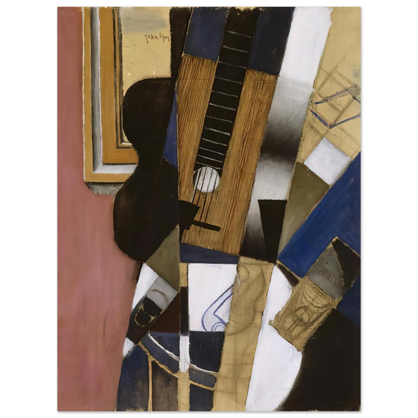 Juan Gris - GUITAR AND PIPE 1913  75x100 cm / 30x40inches Fine Art Poster