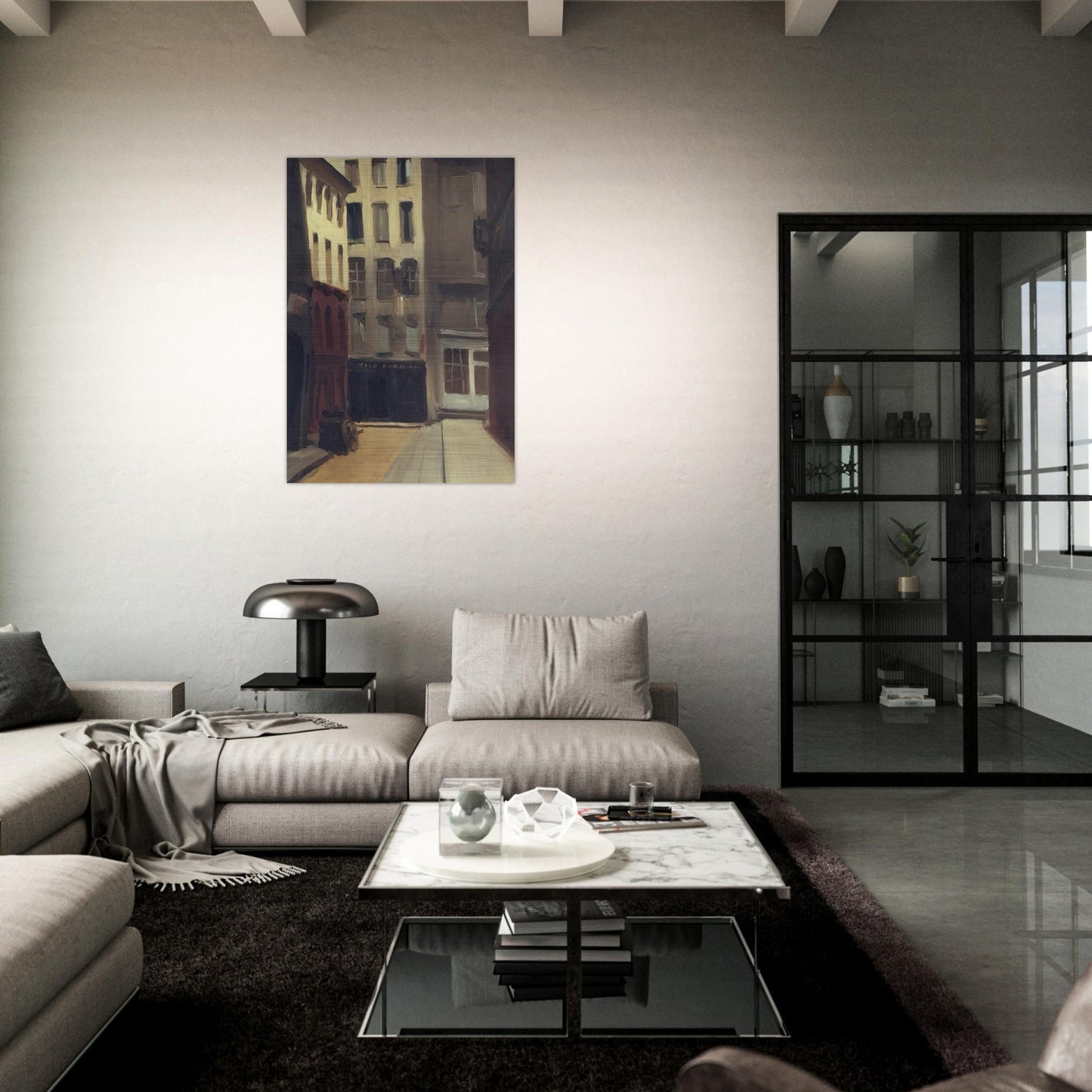 Paris Street - Edward Hopper Brushed Aluminum Print - 70x100 cm / 28x40 inches | Edward Hopper Aluminum Print | Edward Hopper Prints