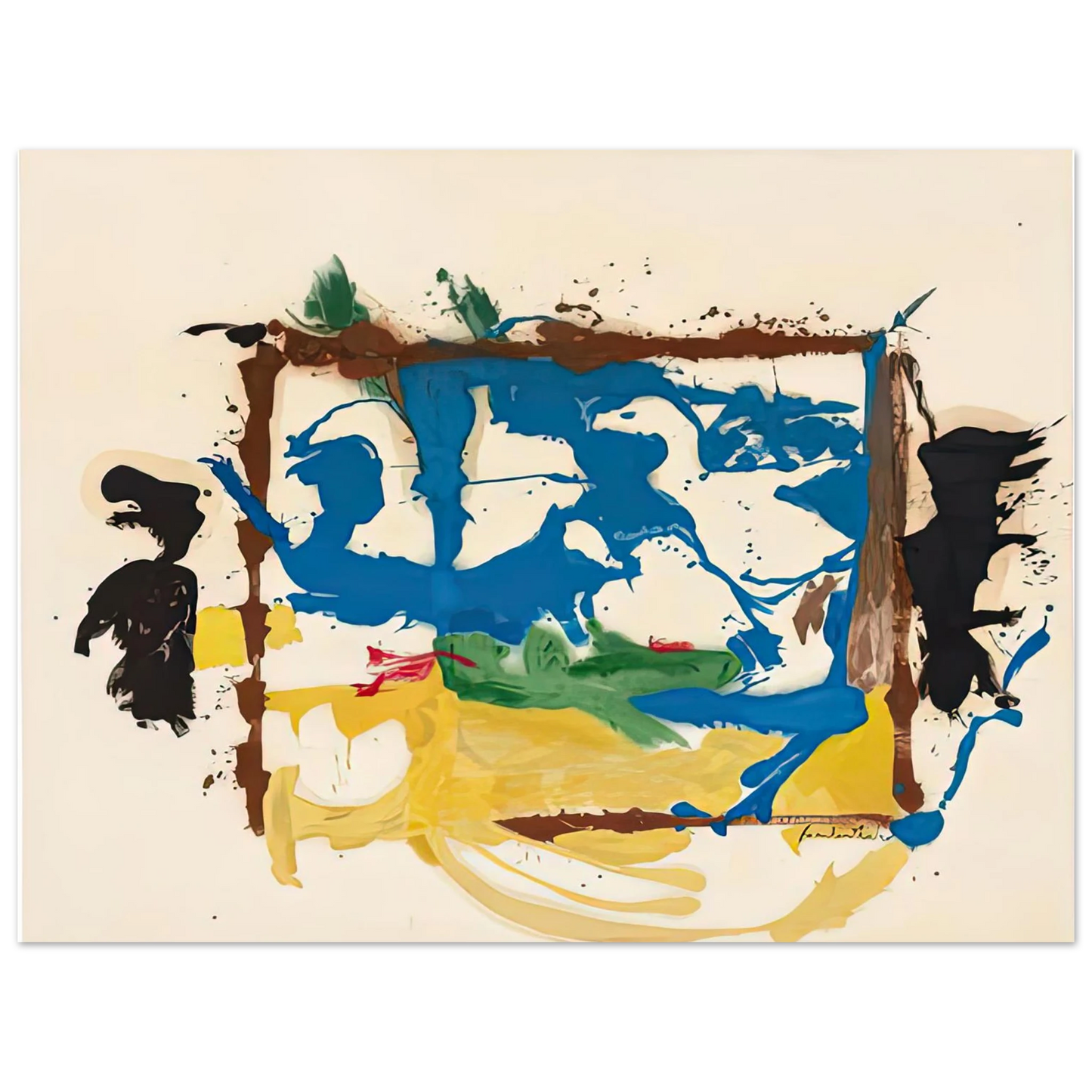Helen Frankenthaler - Swan Lake I, 1961- Wall Art - 30x40 cm / 12x16 inches - Premium Wooden Framed Poster With Fine Art Paper-canvas - Black frame