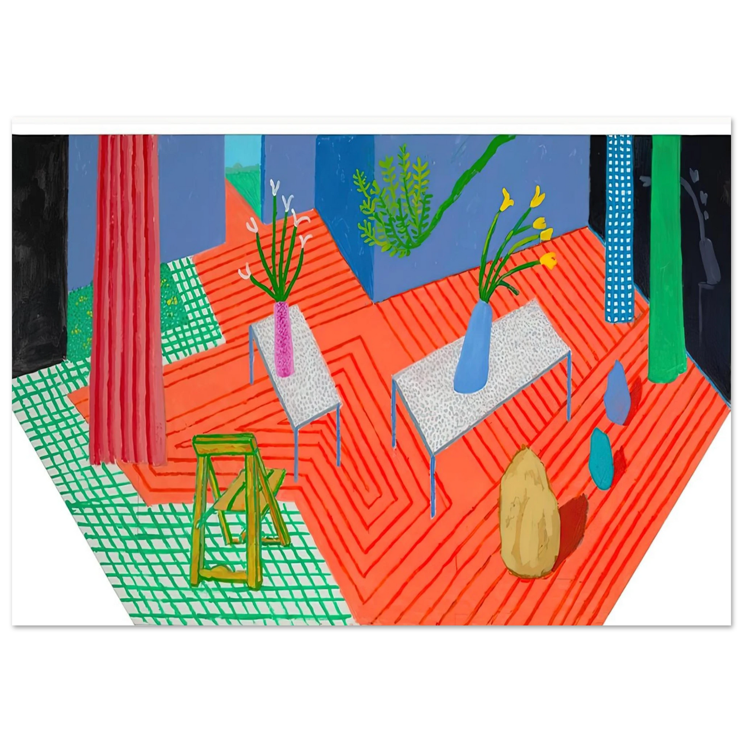 David Hockney - David Hockney Wall art - A2 (42 x 59.4  cm) - Premium Wooden Framed Poster With Fine Art Paper-canvas - White frame