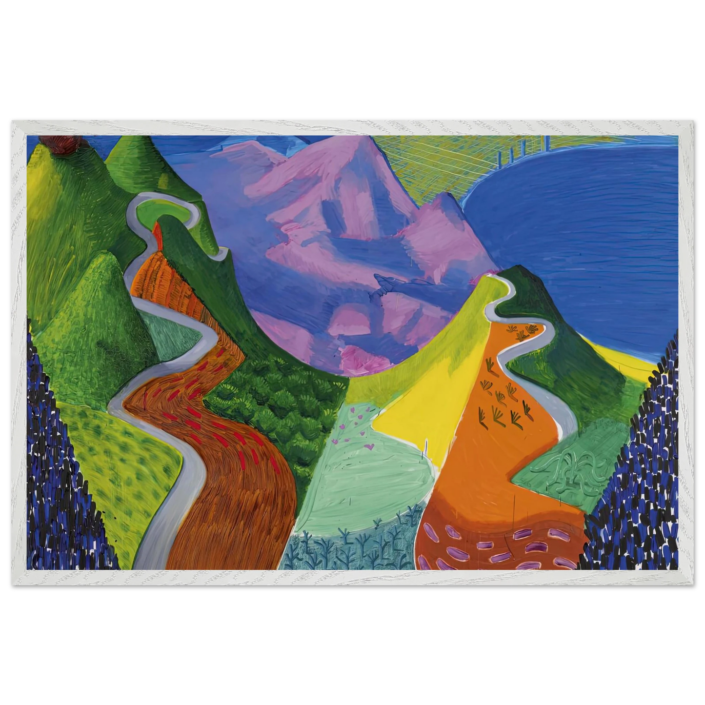 David Hockney - David Hockney Wall art - 28x43  cm / XL (11x17 inches) - Premium Wooden Framed Poster With Fine Art Paper-canvas - White frame