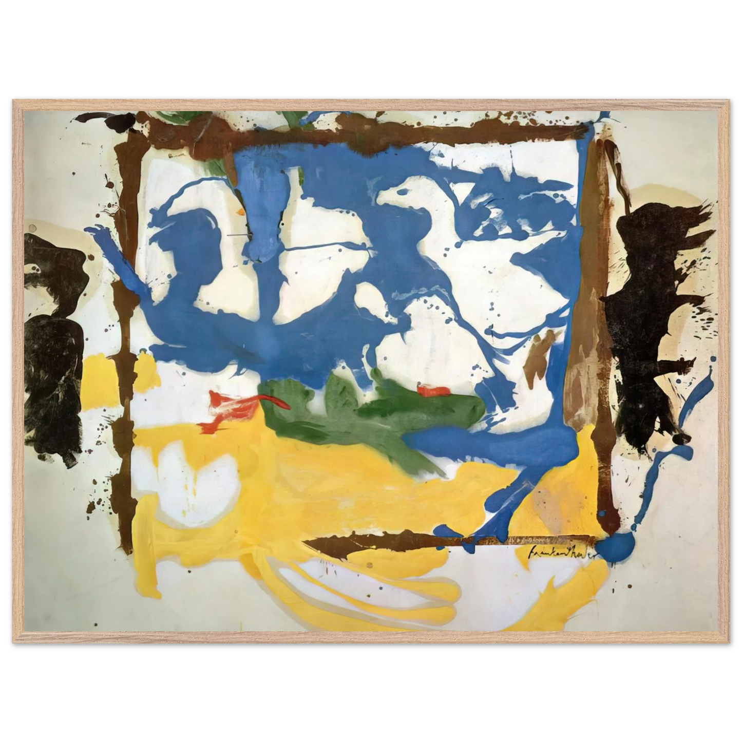 Helen Frankenthaler - Swan Lake #2 - 1961 Wall art - 70x100 cm / 28x40 inches - Premium Wooden Framed Poster With Fine Art Paper-canvas - Wood frame