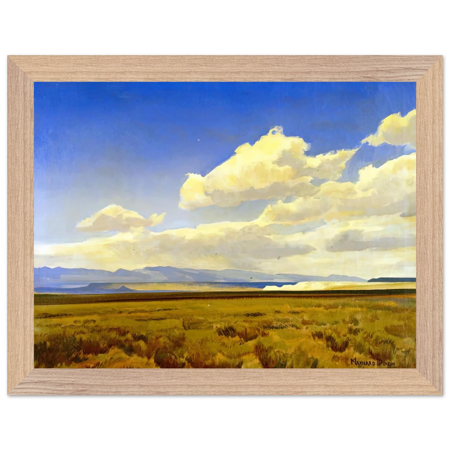 Maynard Dixon - WIND OF WYOMING 1936 Wall art - 70x100 cm / 28x40 inches - Premium Wooden Framed Poster With Fine Art Paper-canvas - White frame