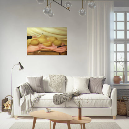 STILL LIFE WITH FRUITS - Fernando Botero Brushed Aluminum Print - 70x100 cm / 28x40 inches | Fernando Botero Aluminum Print | Fernando Botero Prints