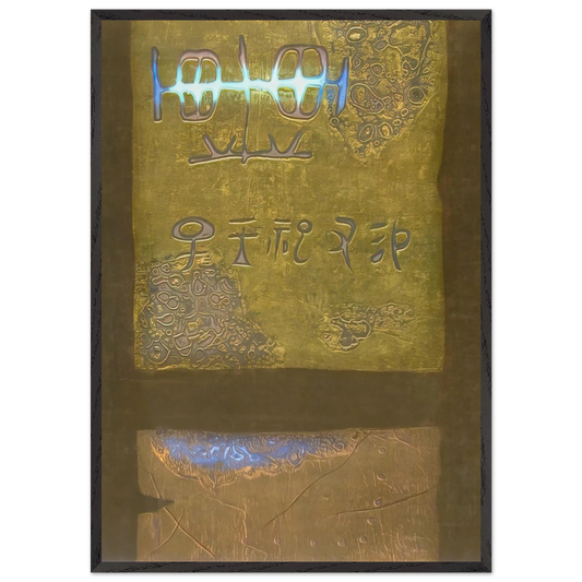 Ancient Writing - 1968 - Hiroyuki Tajima 70x100 cm / 28x40 inches Framed Art Print – Black Wooden Frame