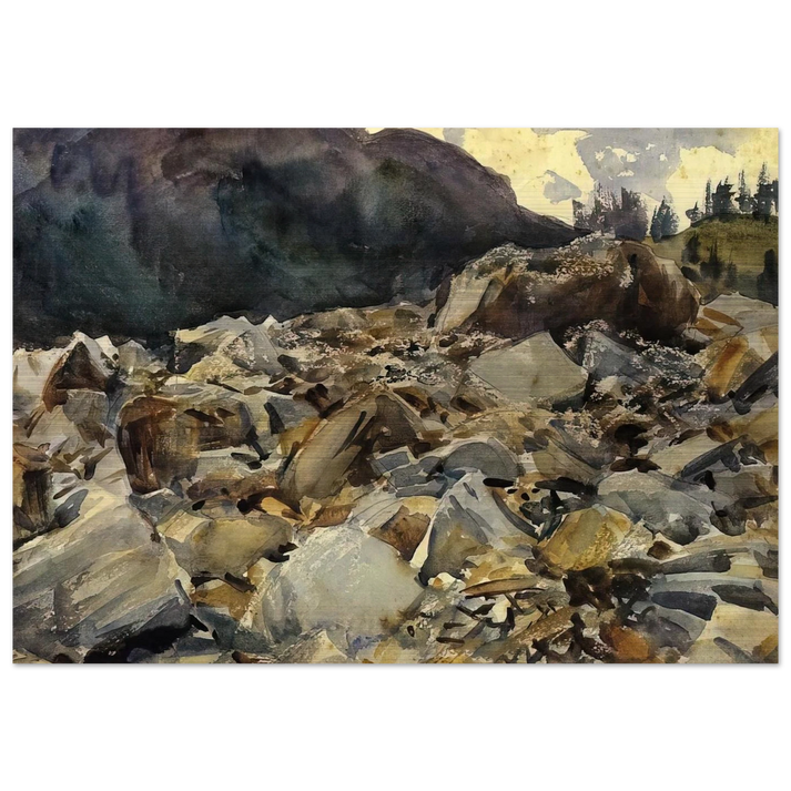 Purtud, Alpine Scene and Boulders - John Singer Sargent Brushed Aluminum Print - 70x100 cm / 28x40 inches | John Singer Sargent Aluminum Print | John Singer Sargent Prints