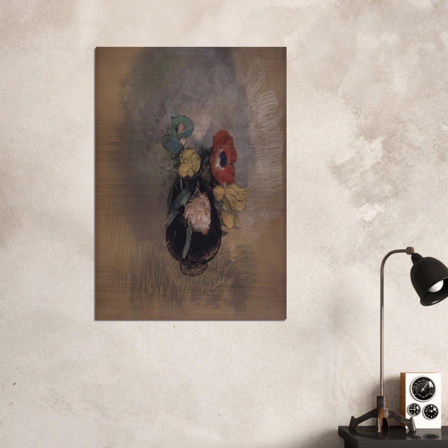 ANEMONES AND TULIPS - Odilon Redon Brushed Aluminum Print - 70x100 cm / 28x40 inches | Odilon Redon Aluminum Print | Odilon Redon Prints